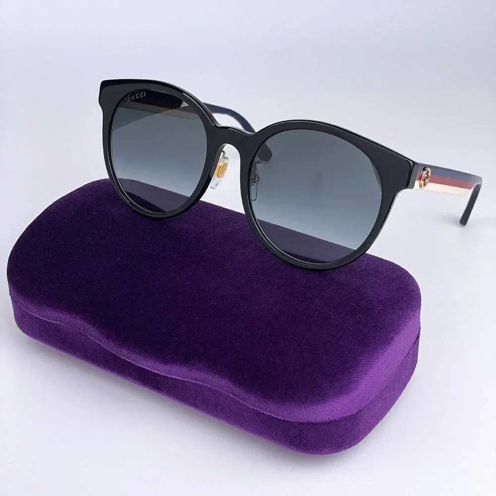 SALE! NEW Gucci GG0416SK LOGO 001 Black Grey Gradient Round Women Sunglasses